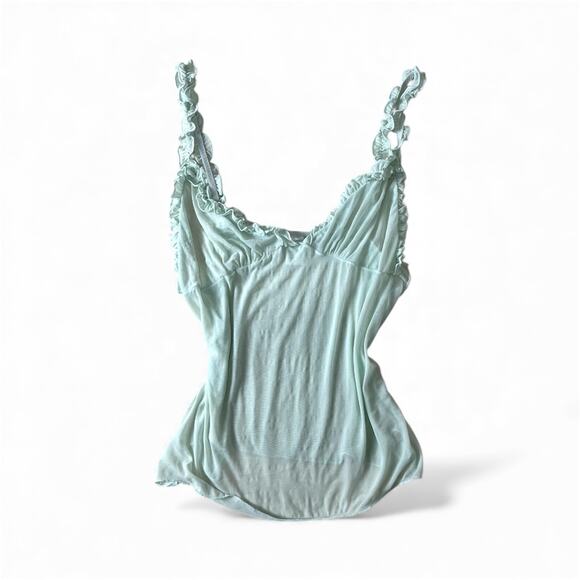 Mint green sheer cami with ruffled straps and sweetheart neckline Shabbychic - Picture 4 of 5